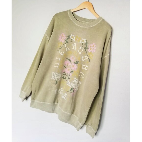 Billabong Ride In Sweatshirt Faded Green XL Keep Shining Graphic Oversized Crew - Picture 13 of 16